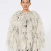 Abrigo corto con pétalos de organza estampada, gris perla Abrigo corto con pétalos de organza estampada, gris perla