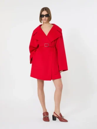 Abrigo corto de lana, rojo