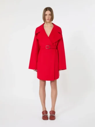 Abrigo corto de lana, rojo