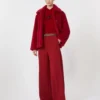 Abrigo corto tipo teddy de alpaca y lana, rojo Abrigo corto tipo teddy de alpaca y lana, rojo