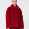 Abrigo corto tipo teddy de alpaca y lana, rojo Abrigo corto tipo teddy de alpaca y lana, rojo