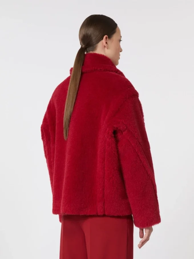 Abrigo corto tipo teddy de alpaca y lana, rojo Abrigo corto tipo teddy de alpaca y lana, rojo