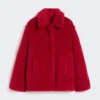 Abrigo corto tipo teddy de alpaca y lana, rojo Abrigo corto tipo teddy de alpaca y lana, rojo