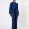 Abrigo cruzado color camel, azul china Abrigo cruzado color camel, azul china