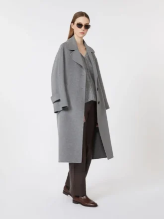 Abrigo de lana de botonadura sencilla, gris medio