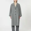 Abrigo de lana de botonadura sencilla, gris medio Abrigo de lana de botonadura sencilla, gris medio