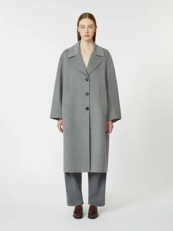 Abrigo de lana de botonadura sencilla, gris medio Abrigo de lana de botonadura sencilla, gris medio