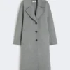 Abrigo de lana de botonadura sencilla, gris medio Abrigo de lana de botonadura sencilla, gris medio