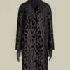 Abrigo de terciopelo con lunares, negro, de un solo botonadura Abrigo de terciopelo con lunares, negro, de un solo botonadura