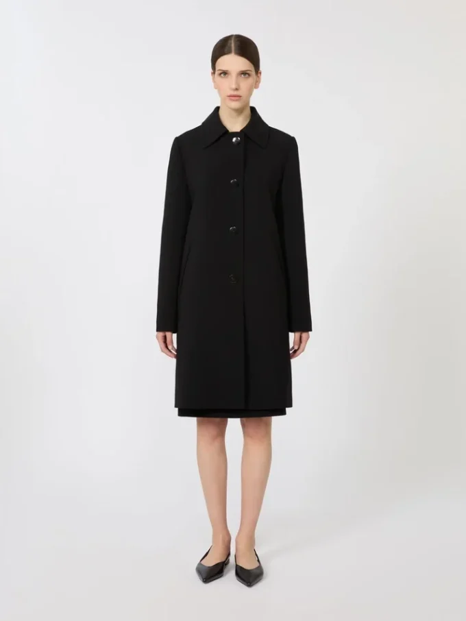 Abrigo midi de cady, negro Abrigo midi de cady, negro