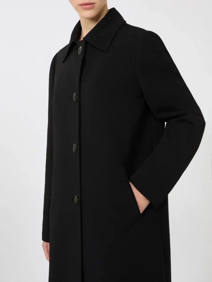 Abrigo midi de cady, negro Abrigo midi de cady, negro