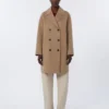 Abrigo midi de paño de lana, beige Abrigo midi de paño de lana, beige