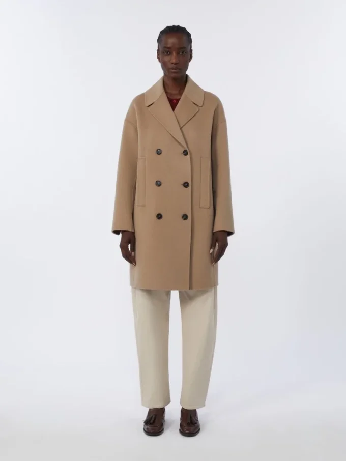 Abrigo midi de paño de lana, beige Abrigo midi de paño de lana, beige