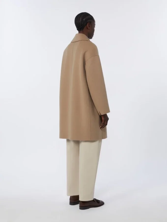 Abrigo midi de paño de lana, beige Abrigo midi de paño de lana, beige