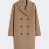 Abrigo midi de paño de lana, beige Abrigo midi de paño de lana, beige