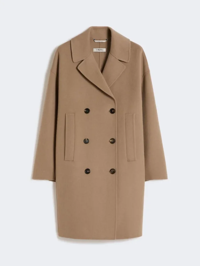 Abrigo midi de paño de lana, beige Abrigo midi de paño de lana, beige