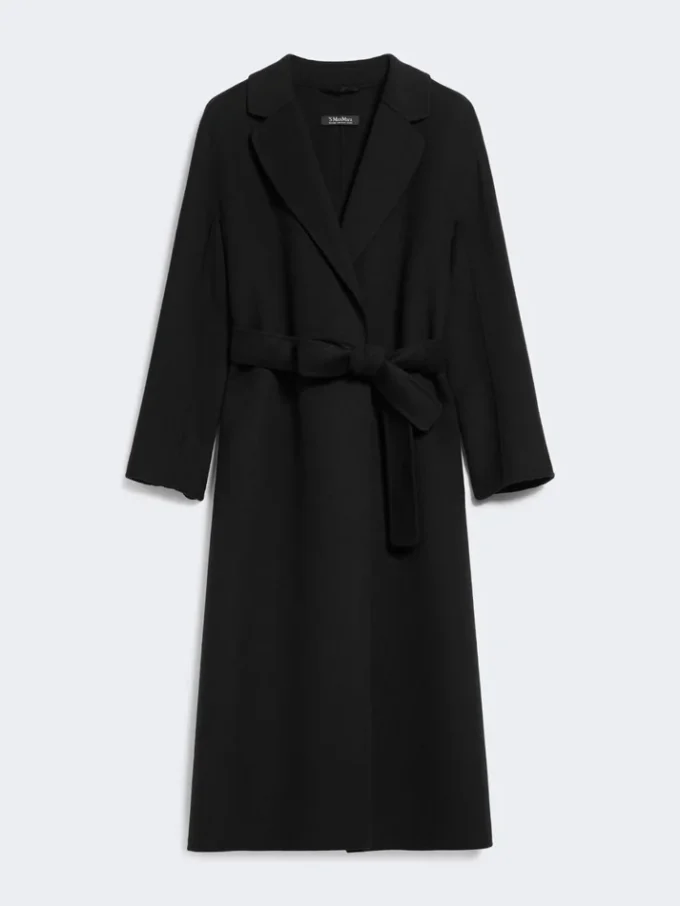 Abrigo midi de paño de lana, negro