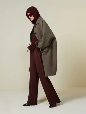Abrigo oversize de lana doble, color paloma