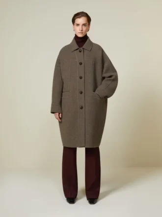 Abrigo oversize de lana doble, color paloma