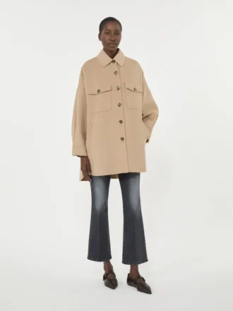 Abrigo oversize de mezcla de lana, color camel