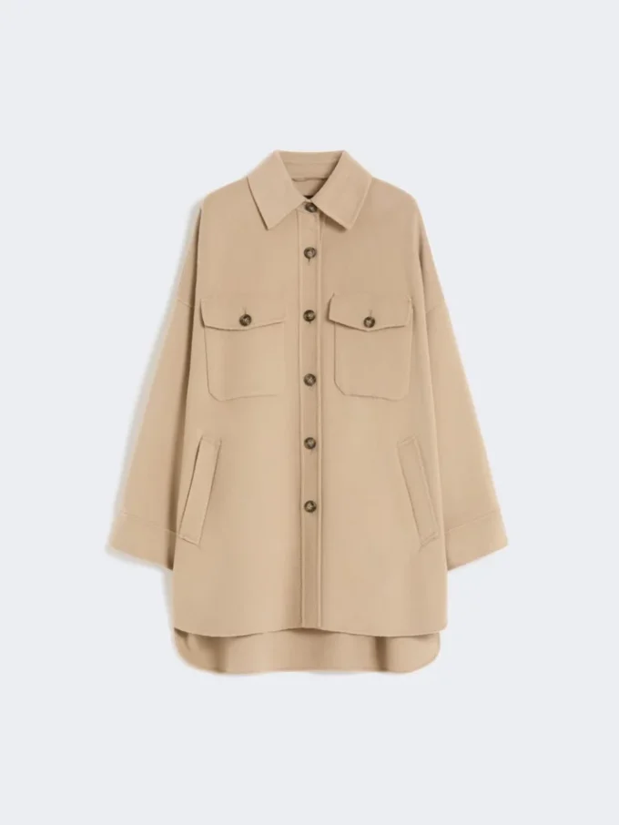 Abrigo oversize de mezcla de lana, color camel