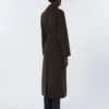 Abrigo tipo bata de lana, verde oscuro