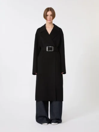 Abrigo tipo bata de Pure Wool, negro