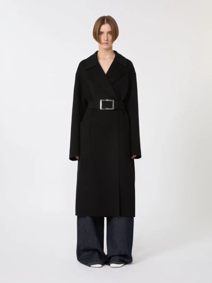 Abrigo tipo bata de Pure Wool, negro Abrigo tipo bata de Pure Wool, negro