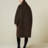 Abrigo tipo capullo de lana y mohair, marrón Abrigo tipo capullo de lana y mohair, marrón