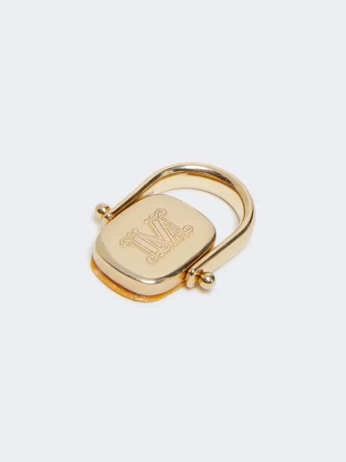 Anillo de metal y resina, naranja