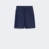 Bermudas de denim de algodón y lino, azul marino