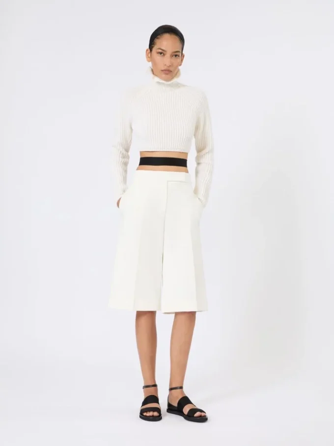 Bermudas de jersey de crepé de viscosa, blancas