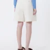 Bermudas de lona de algodón y lino, color crudo