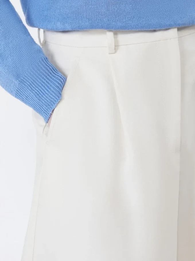 Bermudas de lona de algodón y lino, color crudo