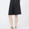 Bermudas largas de lona de lino, negras