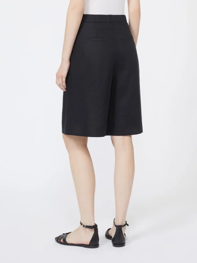 Bermudas largas de lona de lino, negras