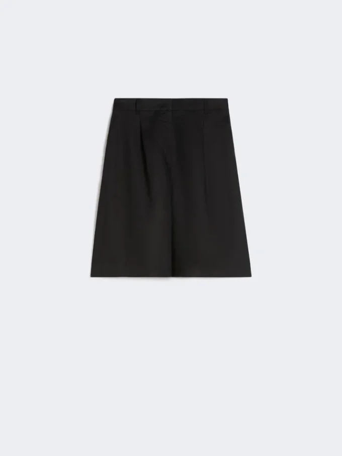 Bermudas largas de lona de lino, negras