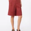Bermudas largas de lona de lino, rojo ladrillo Bermudas largas de lona de lino, rojo ladrillo