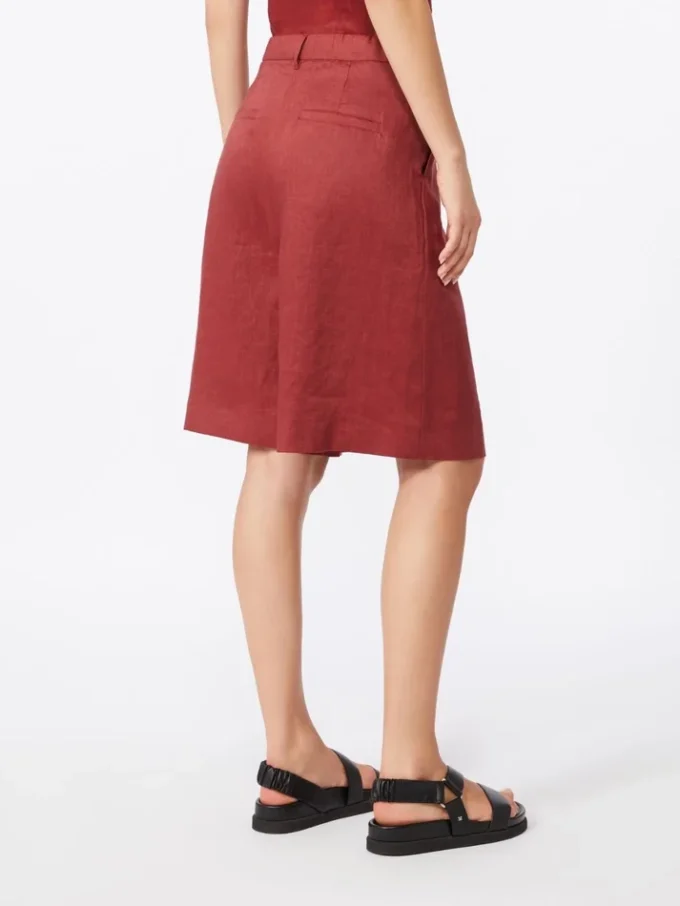 Bermudas largas de lona de lino, rojo ladrillo Bermudas largas de lona de lino, rojo ladrillo
