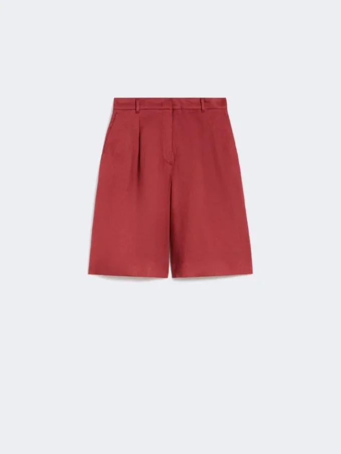 Bermudas largas de lona de lino, rojo ladrillo Bermudas largas de lona de lino, rojo ladrillo
