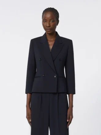 Blazer corto de lana, azul ultramar