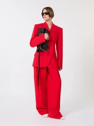 Blazer cruzado de lana elástica, rojo