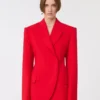 Blazer cruzado de lana elástica, rojo Blazer cruzado de lana elástica, rojo