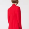 Blazer cruzado de lana elástica, rojo Blazer cruzado de lana elástica, rojo