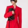 Blazer cruzado de lana elástica, rojo Blazer cruzado de lana elástica, rojo