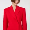 Blazer cruzado de lana elástica, rojo Blazer cruzado de lana elástica, rojo