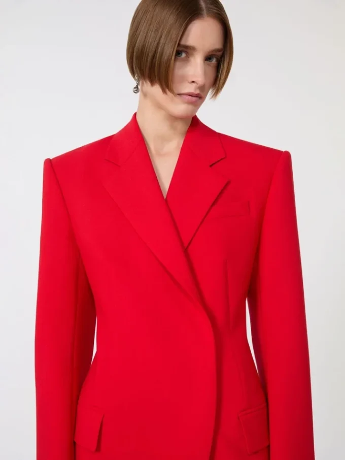 Blazer cruzado de lana elástica, rojo Blazer cruzado de lana elástica, rojo
