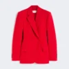 Blazer cruzado de lana elástica, rojo Blazer cruzado de lana elástica, rojo