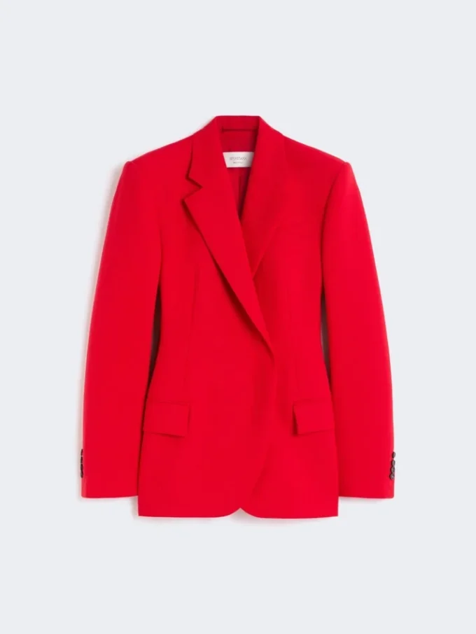 Blazer cruzado de lana elástica, rojo Blazer cruzado de lana elástica, rojo