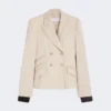 Blazer cruzado de lana, mohair y seda, color arena Blazer cruzado de lana, mohair y seda, color arena